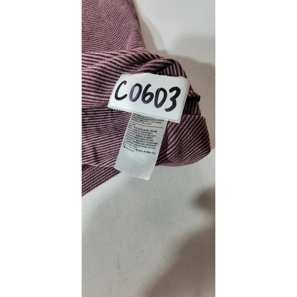 Banana‎ Republic Mens Wicking Pique Polo Shirt Maroon Stripe Short Sleeve Size M